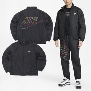 Nike 外套 Club+ 男款 黑 立領 風衣外套 刺繡 網眼 【ACS】 DX0673-010