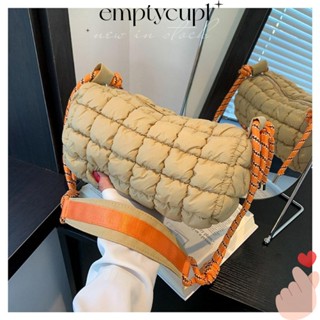 EMPTYCUP格子肩包,大容量溫暖輕便蓬鬆手提包,斜挎包羽絨棉墊尼龍純色絎縫手提包女人