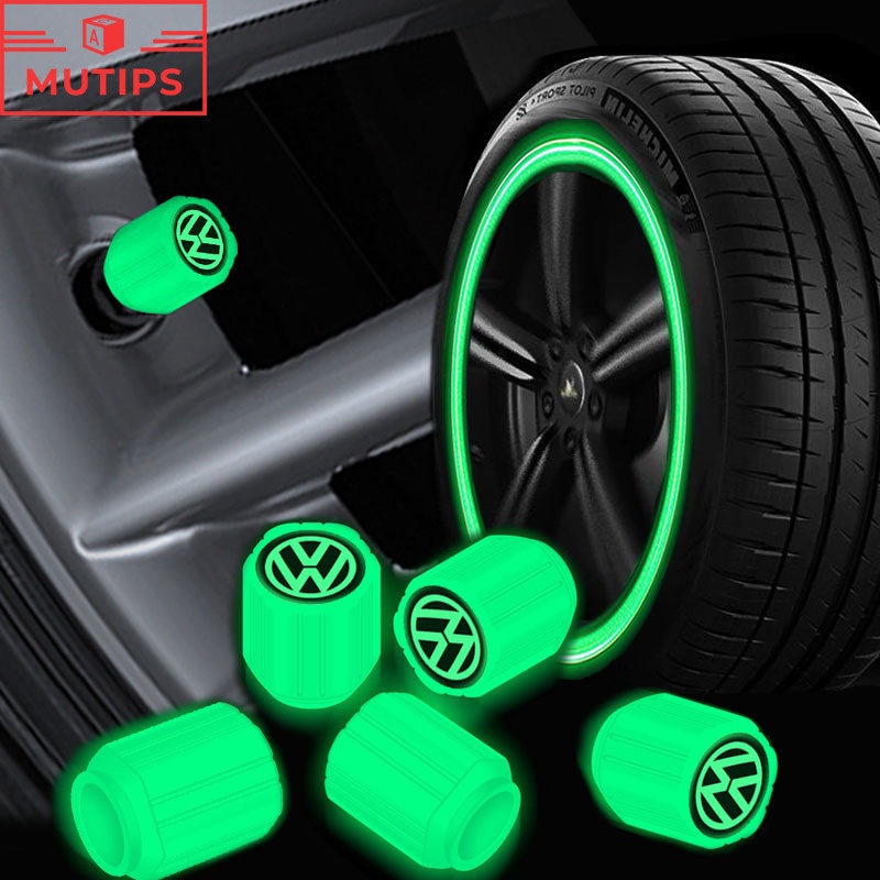 Volkswagen 4 件裝汽車發光輪胎氣門嘴蓋桿發光照明輪胎氣門嘴蓋車輪配件適用於 Polo T-cross Tig