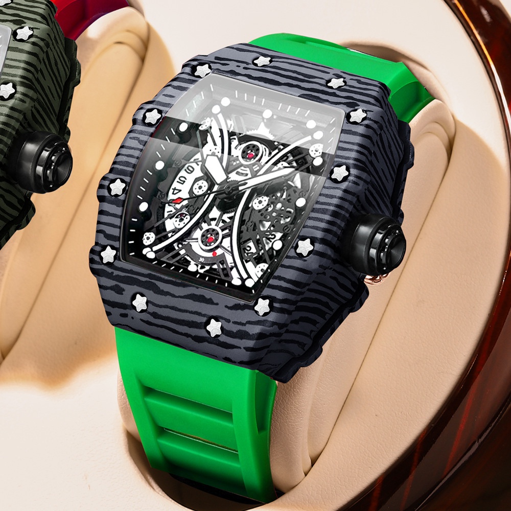 手錶男士矽膠酒桶形夜光時尚運動手錶