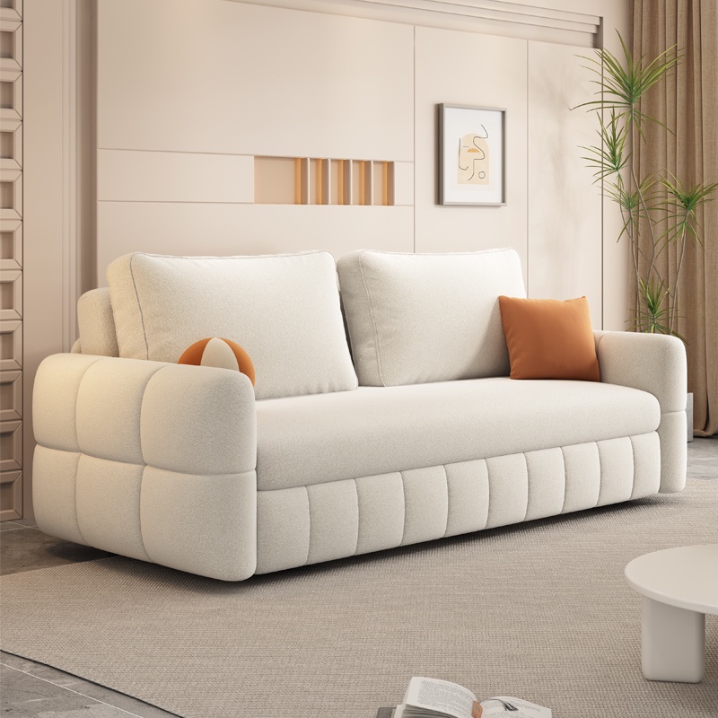 沙發床網紅奶油風多功能推拉摺疊小戶型卧室書房客廳坐卧兩用沙發