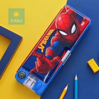 卡通蜘蛛俠迪士尼文具盒男中小學生多功能塑膠筆盒兒童帶削筆器