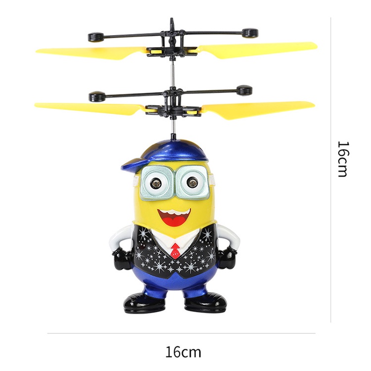 小黃人感應飛機直升機充電燈室內飛行玩具