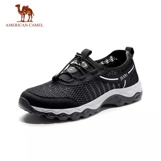 American CAMEL 男士鏤空網面運動休閒鞋透氣網面跑步鞋