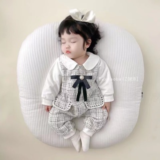 AKUI⚡韓國ins同款兒童套裝長袖連身衣爬服 女寶寶小香風包屁裙公主連身衣洋氣滿月週歲禮服嬰兒衣服
