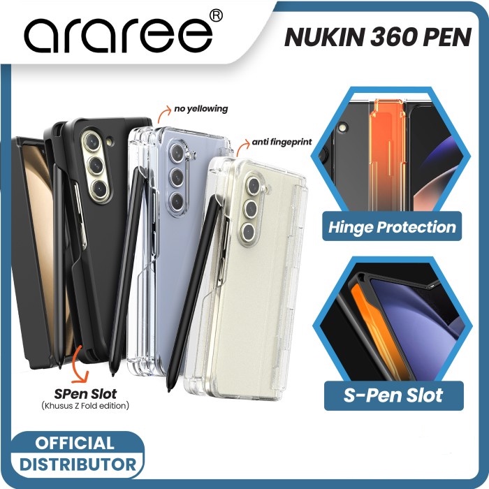 SAMSUNG 原裝硬殼三星 Galaxy Z Fold 5 Araree Nukin 360p S-Pen 鉸鏈超薄外