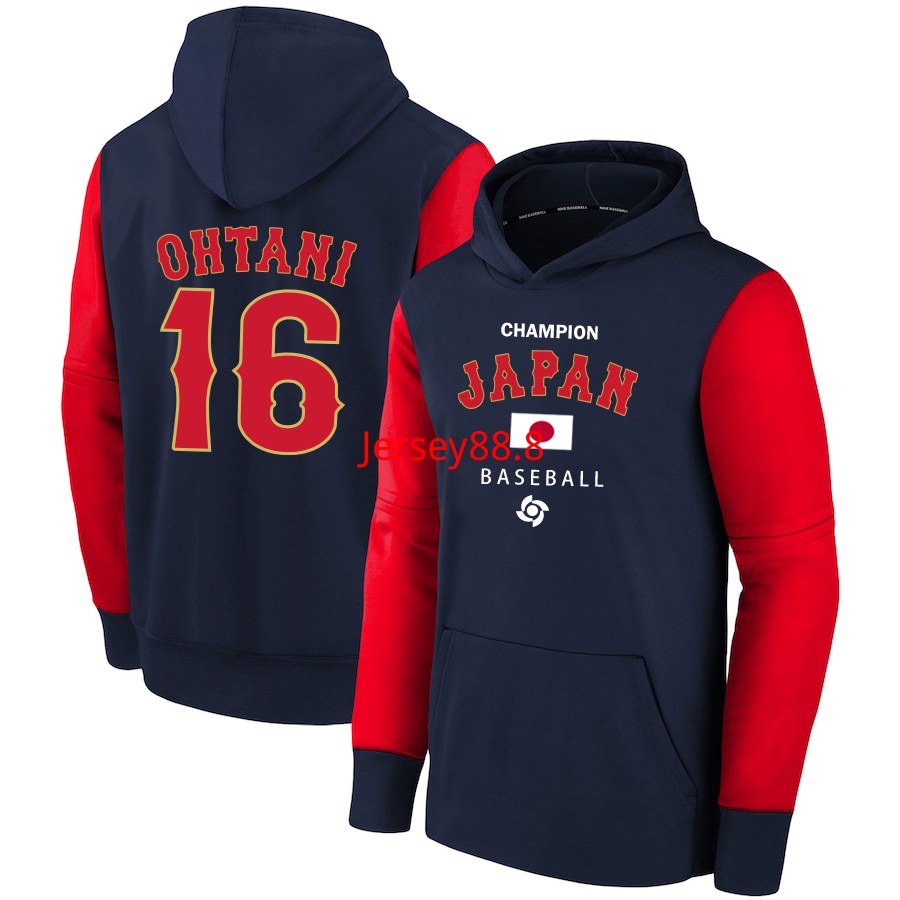 男士新款WBC世界棒球賽日本#16 OHTANI 大谷翔平大學T美式運動棒球服帽T男支持訂製
