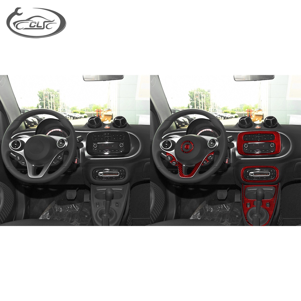 適用於 Benz 賓士 smart真碳纖維中控儀表檔位套件汽車內飾改裝裝飾配件