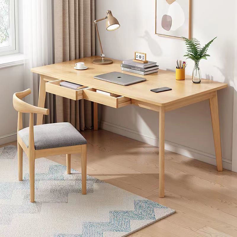 塔塔屋 桌上型電腦桌椅組合書桌家用學生學習一體簡易臥室簡約小桌實木腿