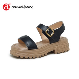 Cameljeans 女士休閒涼鞋平底真皮涼鞋