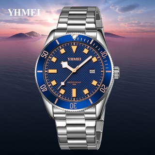 新款商務手錶男士不鏽鋼石英錶 防水日曆夜光男生手腕錶