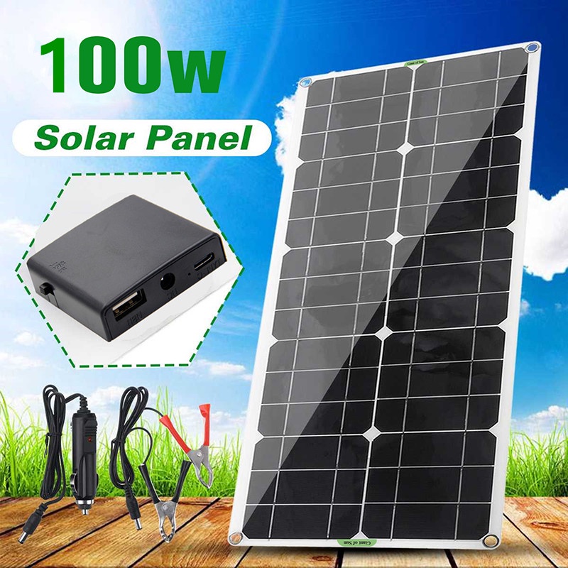 【現貨】100W太陽能電池板防水太陽能充電器帶100A控制器手機電池房車應急充電板高品質