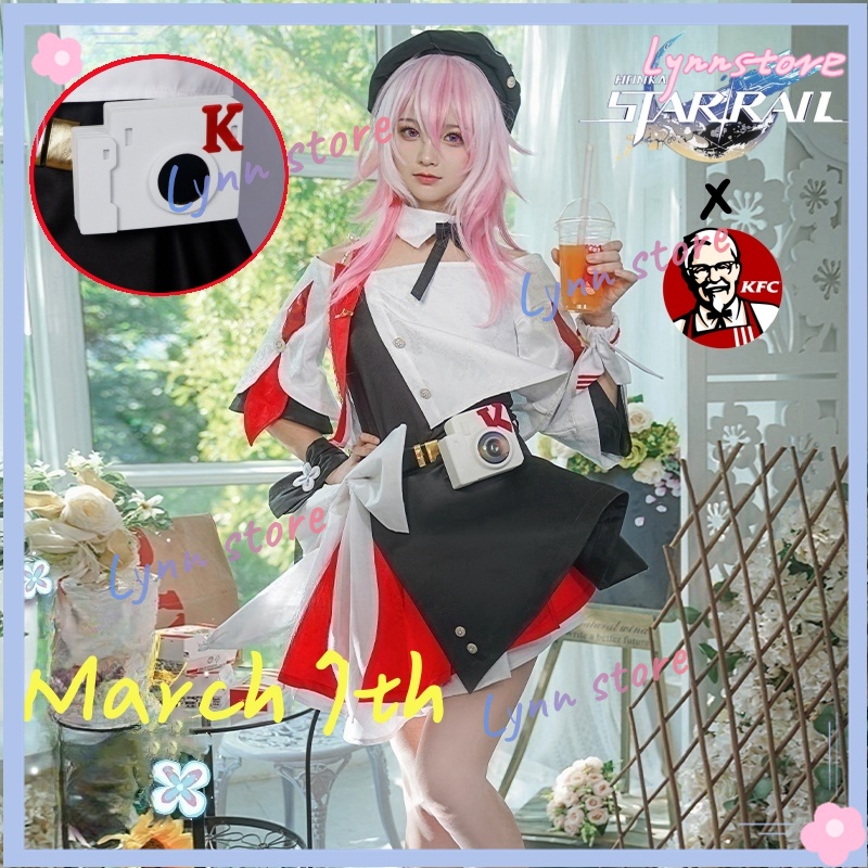 Xs-3xl DAN HENG MARCH 7TH Cosplay Costume Game Honkai:星軌肯德基聯