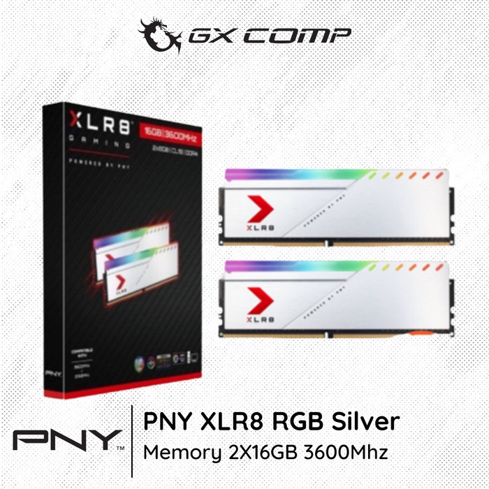 Pny XLR8 遊戲 RGB DDR4 2X16GB 3600Mhz 銀色內存 32GB PC 3600