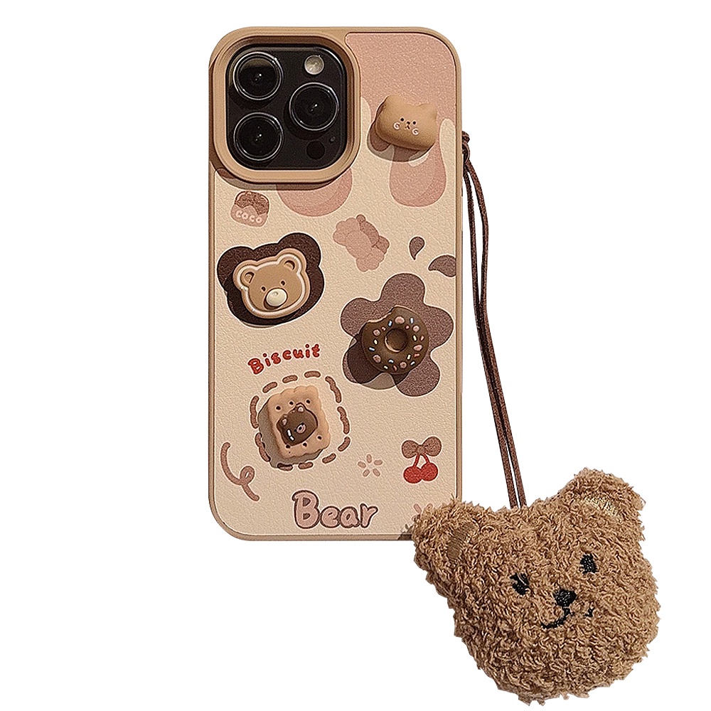 3D小熊餅乾貼紙盒 手機殼 硬殼防摔殼 適用 iPhone 15 14 13 12 11 Pro Max i11 i15