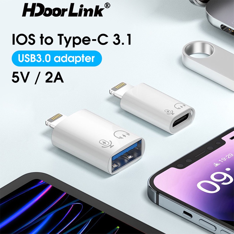 Hdoorlink OTG 適配器 IOS 轉 USB/C 型適配器 I-Phoe U 盤快速充電耳機連接器