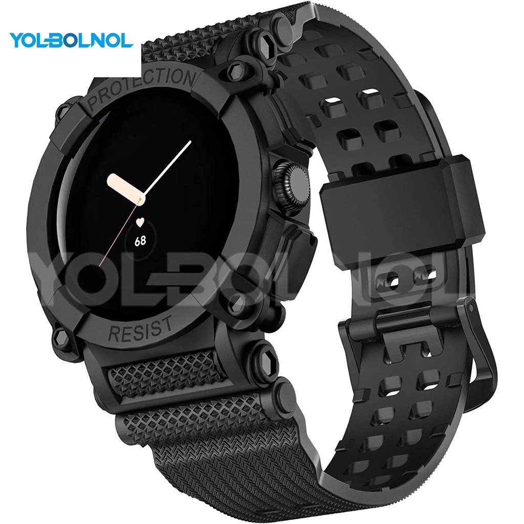 適用於 Google Pixel Watch 2代 錶帶錶殼 谷歌 Pixel Watch 運動矽膠 三防一體 腕帶錶帶