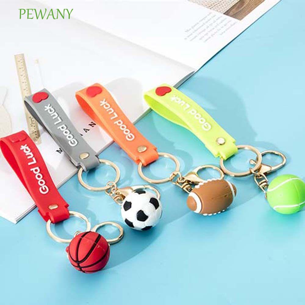 PEWANY籃球鑰匙扣對於男性女性聚氯乙烯附件包包魅力鑰匙圈珠寶排球小飾品橄欖球鑰匙圈