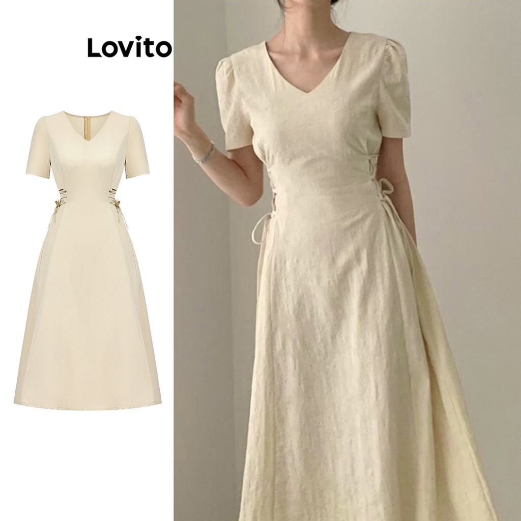 Lovito 女款優雅抽繩洋裝 L74ED175(多色的）