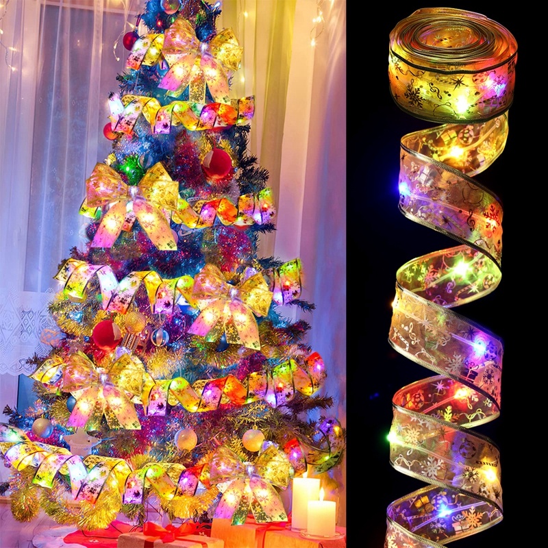 4m/10m LED 仙女串燈防水銅線聖誕絲帶蝴蝶結燈,適合派對婚禮