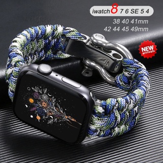 編織尼龍錶帶錶帶繩手鍊兼容 Apple Watch ultra 9 8 7 6 5 4 8 SE Iwatch 49/4