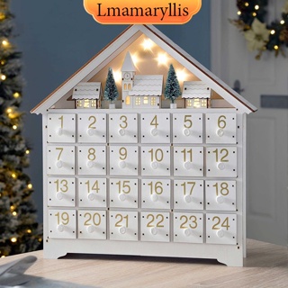 Cod 聖誕木製降臨日曆帶 24 個抽屜屋松木 DIY 倒計時日曆多用途工藝收納盒