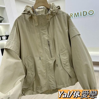 【Yal/依愛戀】✌設計感小眾時尚寬鬆連帽短外套女2023春新款ins潮棒球服短版上衣