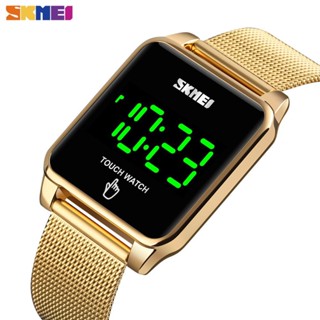 SKMEI 1532 LED 觸摸手錶男士防水不銹鋼時尚數字彎曲設計 Reloj Hombre 精美禮品手錶