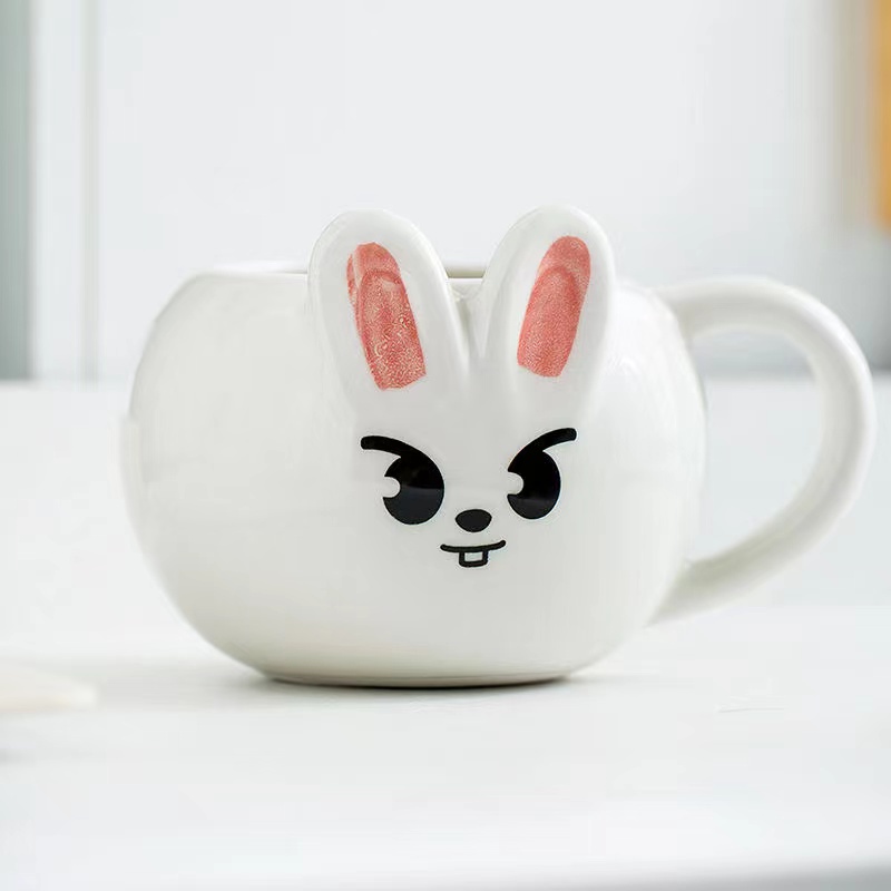 Kpop Stray Kids Lee Know 卡通 Leebit 3D 陶瓷杯塗鴉超可愛辦公室家用奶茶飲用杯