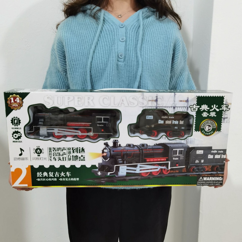 YI5G 仿真電動軌道古典模型玩具高鐵小火車復古蒸汽火車玩具男孩機構批