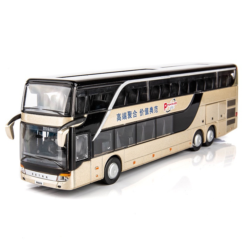 公車玩具  雙層巴士模型 仿真兒童小汽車 公共汽車合金大巴車玩具車