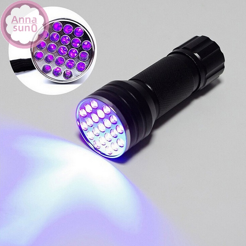 Annasun UV 紫外線 21 LED 手電筒迷你黑光燈鋁手電筒燈新 HG
