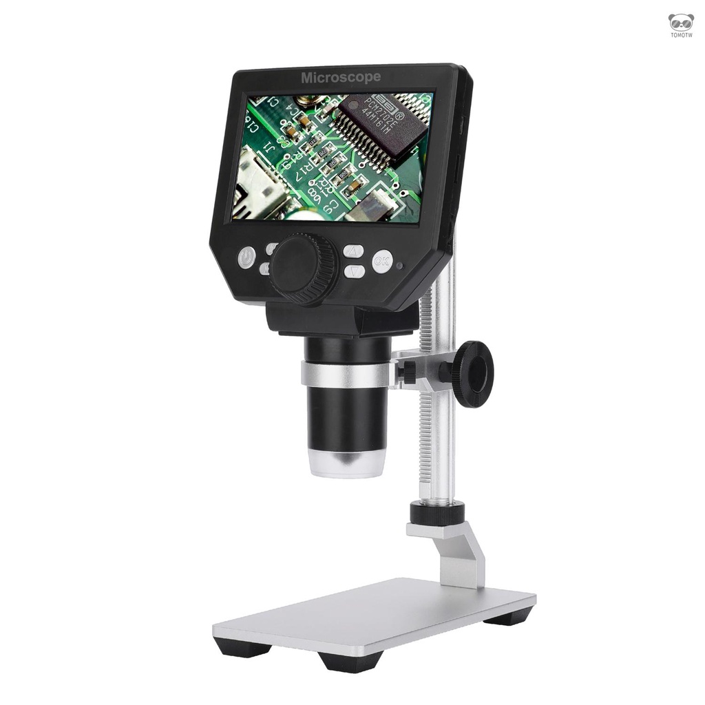 G1000 數位電子顯微鏡 10MP 4.3英寸高清LCD顯示屏 1-1000放大倍數 充電款 內置鋰電池 金屬支架