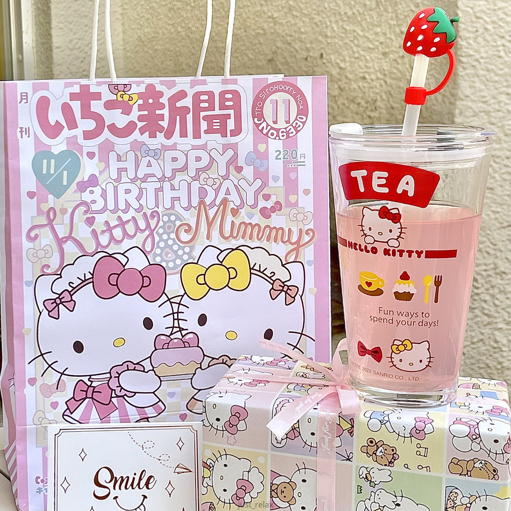 Hello Kitty玻璃杯含蓋 玻璃吸管杯 凱蒂貓 玻璃水杯 高球杯 玻璃咖啡杯 耐熱玻璃杯 三麗鷗玻璃杯子 玻璃隨行