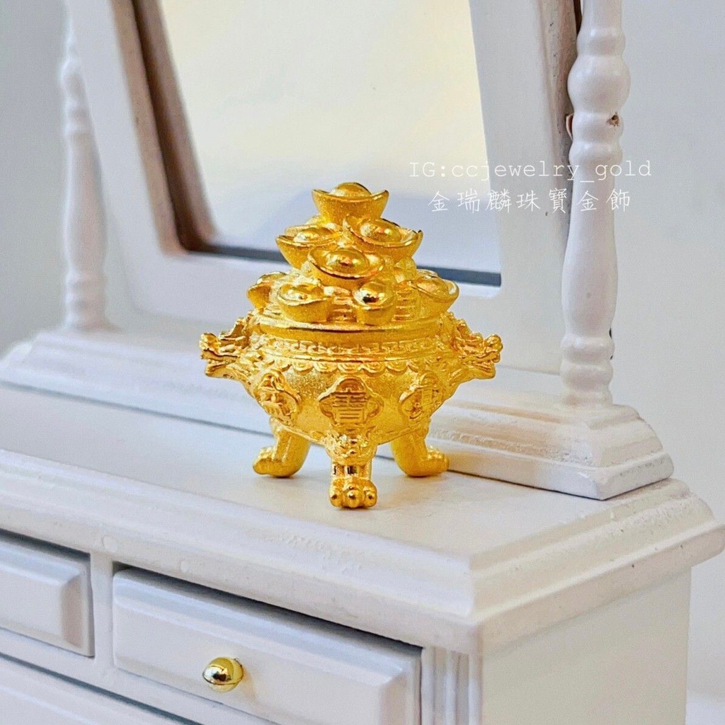 《金瑞麟金飾》金元寶聚寶盆 造型黃金 黃金擺飾 純金9999