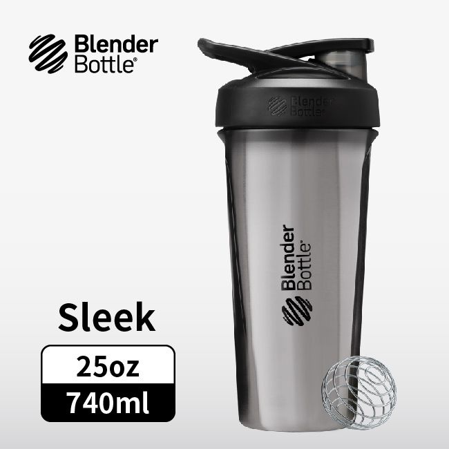 Blender Bottle Sleek按壓式不鏽鋼水壺/ 25oz/ 740ml/ 鈦灰銀 eslite誠品