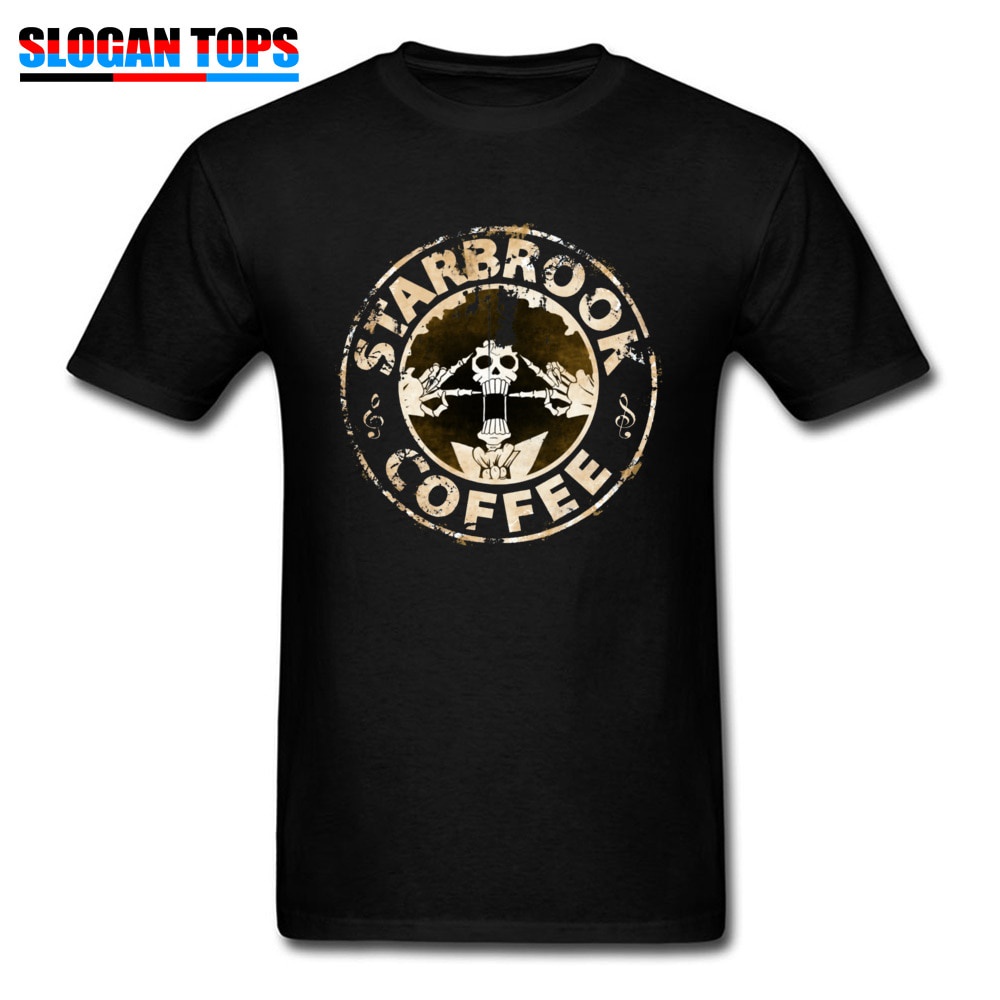一件 T 恤海盜王 T 恤男士 Starbrook Coffee Grunge 藝術 T 恤日本動漫靈魂骷髏布魯克上衣路