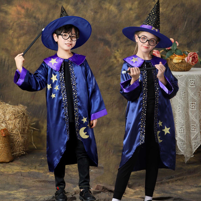 兒童萬聖節魔術師角色扮演哈利波特服裝聖誕巫師披風表演服裝