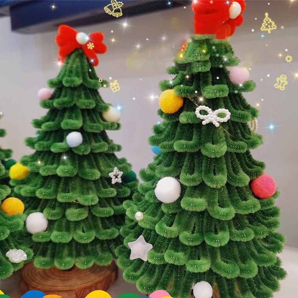 1 件裝 Diy 迷你聖誕樹扭棒手工材料包桌面裝飾小情人節禮物