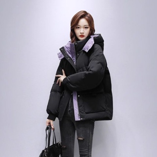 鴨鴨羽絨服女短版2023年新款冬季韓版時尚寬鬆洋氣加厚連帽外套