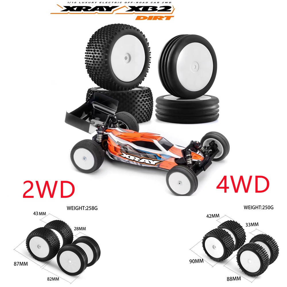 4 件 1/10 越野車 2WD 4WD 塑料車輪橡膠輪胎用於遙控車 SRX2 SRX4 Bandit Tekno EB