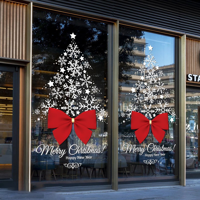 聖誕節 聖誕節靜電貼紙玻璃門窗花商場櫥窗裝飾貼畫店鋪牆貼聖誕樹 聖誕玻璃貼 聖誕壁貼 聖誕佈置 櫥窗貼 窗貼 DIY