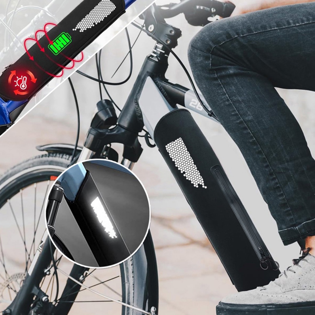 Ja 可調節電動自行車電池盒電動自行車電池蓋防水電動自行車電池保護套帶拉鍊電動自行車防塵袋超厚