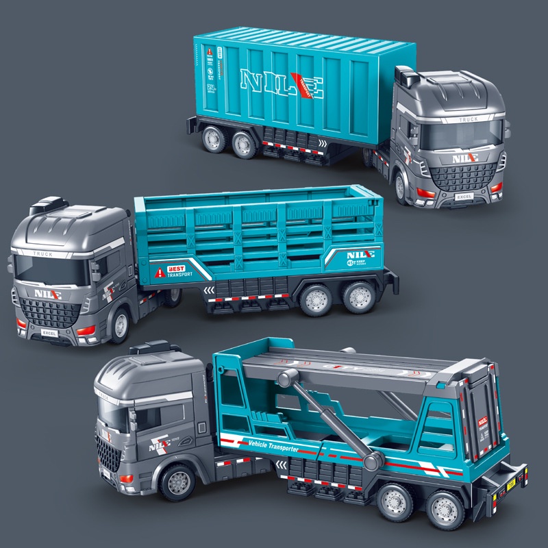 🌈慣性集裝箱運輸車大卡車貨櫃貨運拖車兒童男孩載貨工程玩具車模型