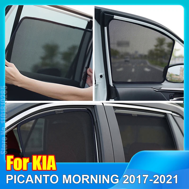 起亞 PICANTO MORNING 汽車遮陽罩 2011-2017 磁性汽車遮陽罩配件車窗擋風玻璃罩遮陽簾網