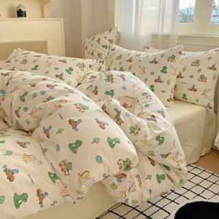 卡通恐龍印花純棉床包組 兒童萌趣精梳棉床單 床罩組 單人 雙人 加大床包四件組 被單