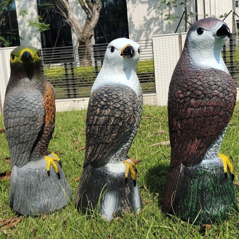 仿真塑膠老鷹貓頭鷹 陽臺嚇鳥驅鳥趕鳥神器 戶外鳥稻草人假鳥誘餌驅鳥花園保護器 動物模型擺件