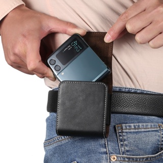 SAMSUNG 皮革皮帶夾盒男士腰包適用於三星 Z Flip 5 4 3 5G,Galaxy Flip5 Flip4 F