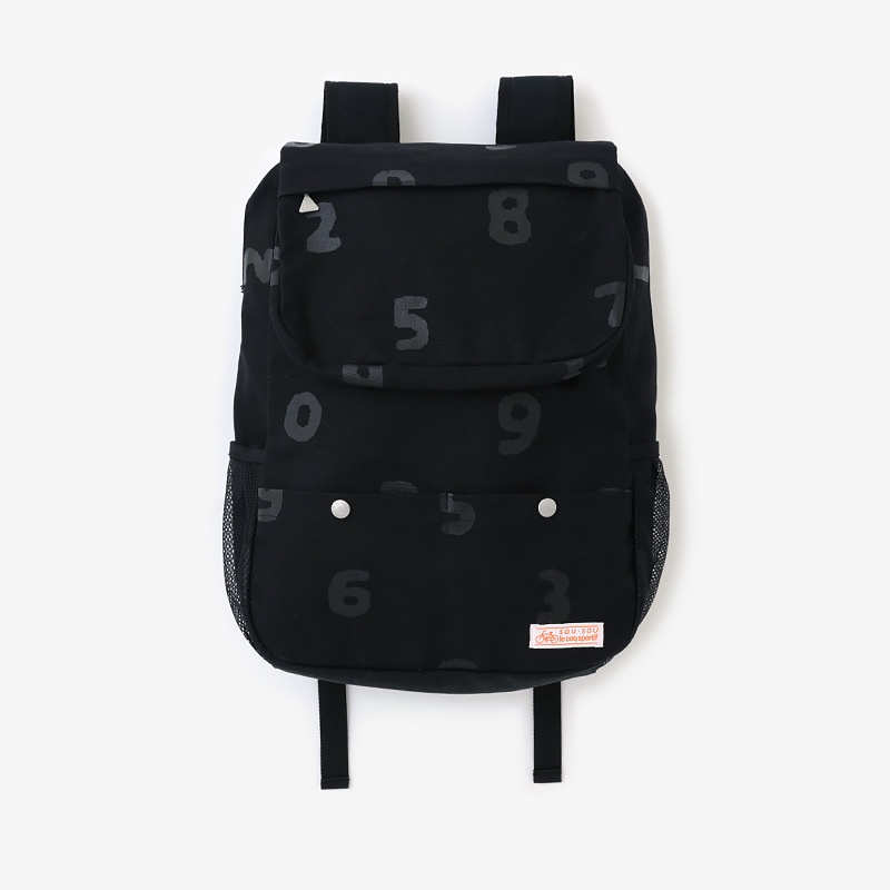 【貓貓美包 現貨速發】 日本潮牌 新款 SOUSOU帆布後背包 簡約大容量 耐磨 黑色數字後背包 書包 電腦包