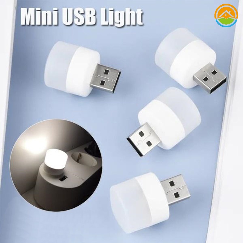1pc 圓形 USB 插頭燈迷你 LED 小夜燈/移動電源電腦書燈小閱讀護眼燈